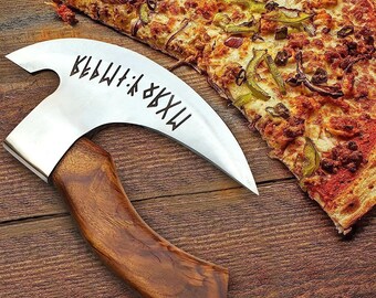 The Original custom hand forged pizza Ax , Viking Bearded Camping Ax, Viking pizza cutter ax ,Best Christmas & Anniversary Gift For Him