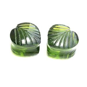 Peridot-Quarz-Ohrstecker, handgefertigte Ohrdehner mit doppeltem ausgestelltem Ohrstecker