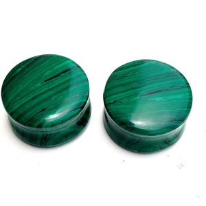 Zatyczki do uszu tunelowe z kwarcu malachitowego, podwójne, gładkie, polerowane, ręcznie robione, do rozciągania uszu