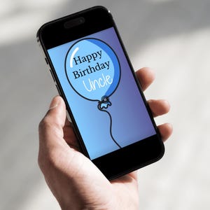 Cartão de aniversário animado para o tio | Cartão personalizado para o tio | Feliz aniversário, tio | Cartão digital | Mensagem digital | Cartão de aniversário |