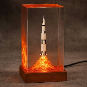 Apollo 11 Saturn V Rocket Lamp, Rocket Resin night light, Nasa Space Decor, Nasa Light Gift, SpaceX Inspired Night Light,Diorama rocket lamp