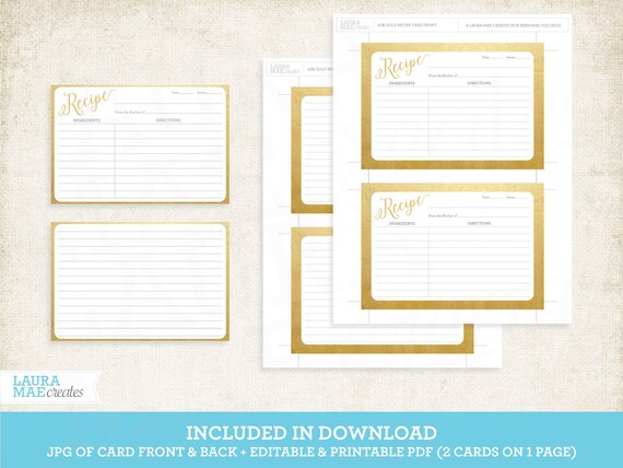gold 4x6 printable recipe card editable recipe card free invitation insert free recipe card sign bridal shower baby shower free editable recipe cards