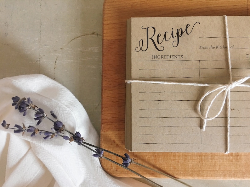 Printed Kraft 4x6 Recipe Cards Customizable Recipe Cards, Custom Recipe Cards, Rustic Recipe Cards, Wedding Recipe Cards imagem 2