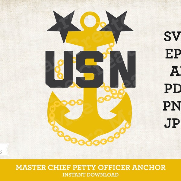 US Navy Master Chief Petty Officer Anchor Vector Files - svg, eps, ai, pdf, png, jpg Cut Files- Fouled Anchor, US Navy Chief Season