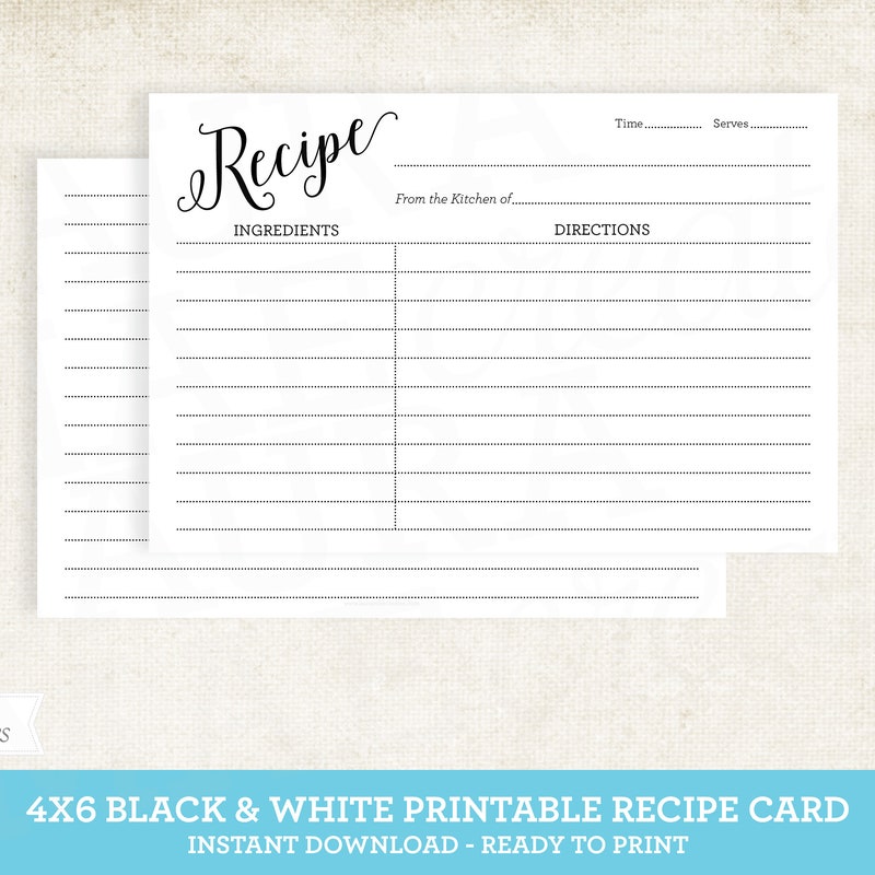 Printable Recipe Cards - Etsy