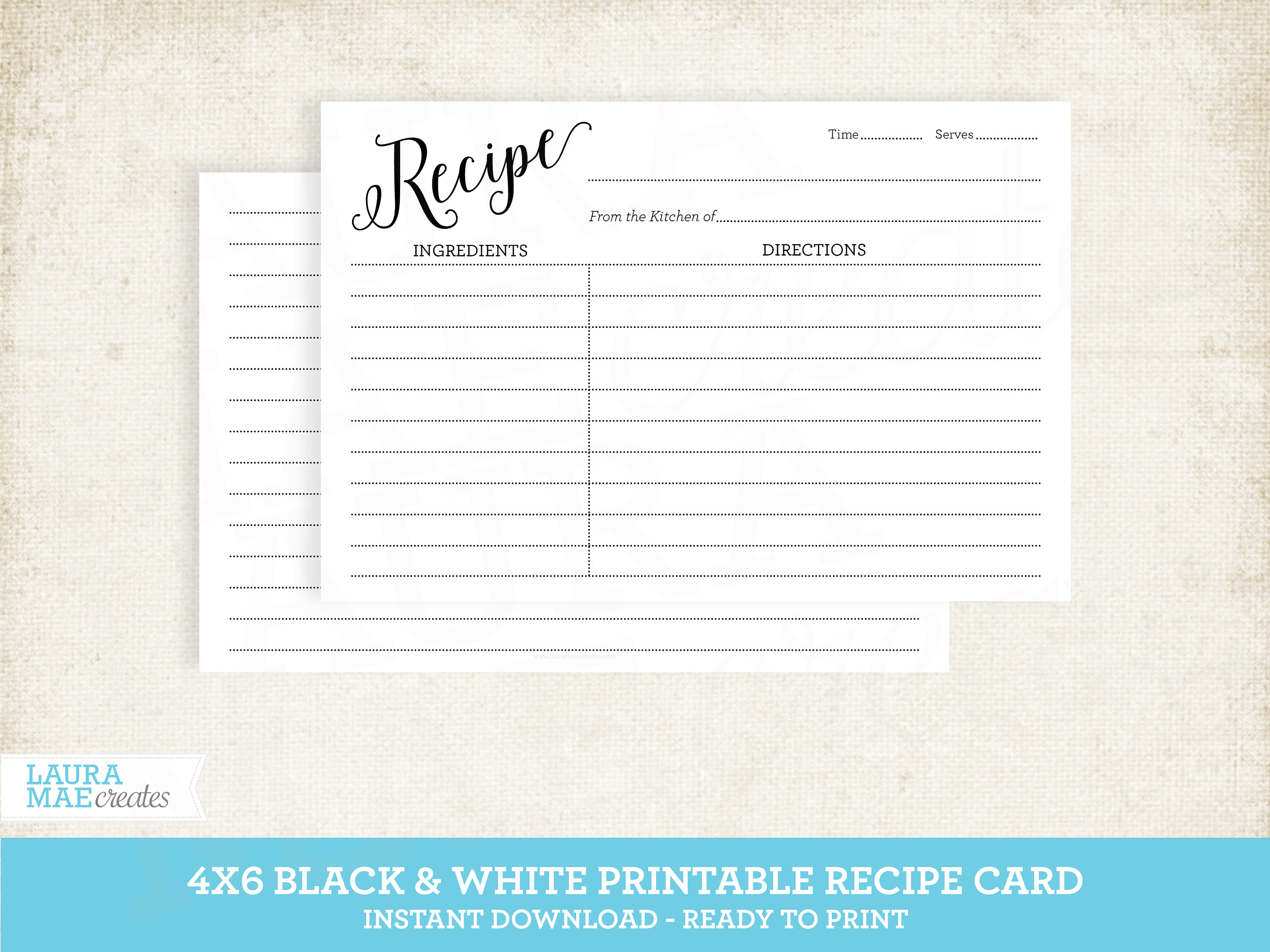 4x6 recipe card template for word two sided