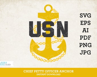 US Navy Chief Petty Officer Anchor Vector Files - svg, eps, ai, pdf, png, jpg Cut Files - Fouled Anchor, US Navy Chief Season