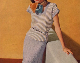 Vintage Knitting Patterns Sweater Skirt 1940s PDF