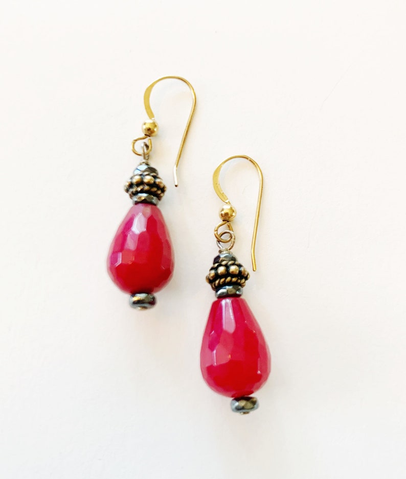 Ruby Red Drop Earrings