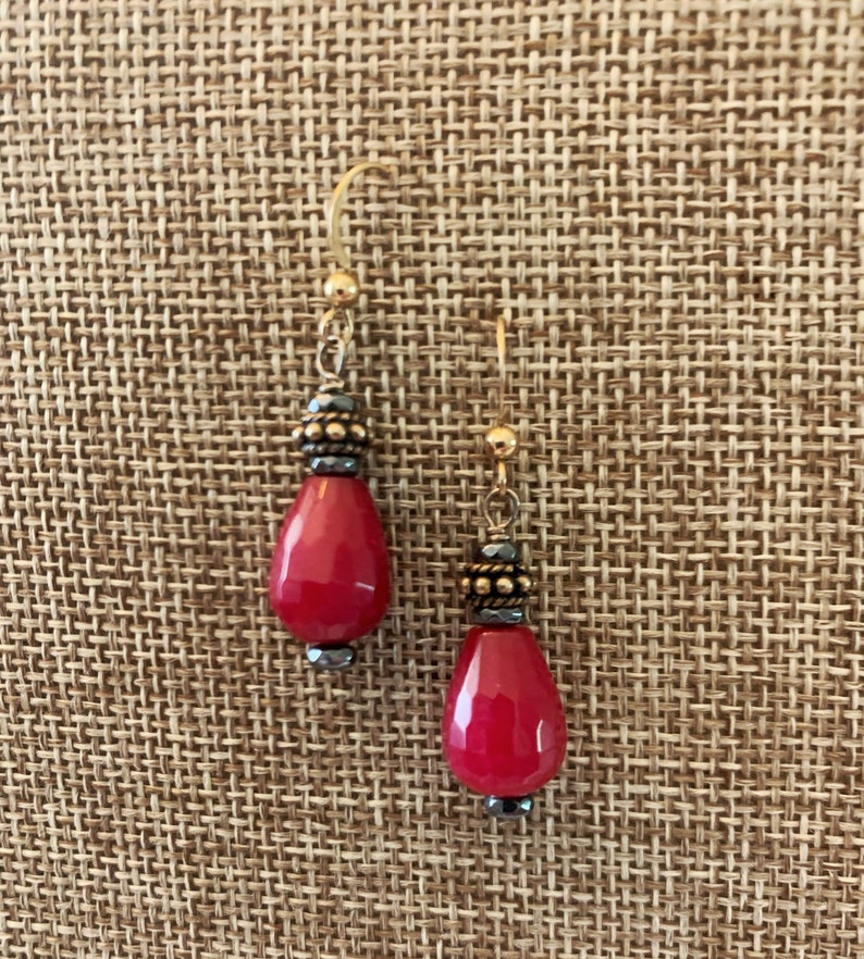 Ruby Red Drop Earrings