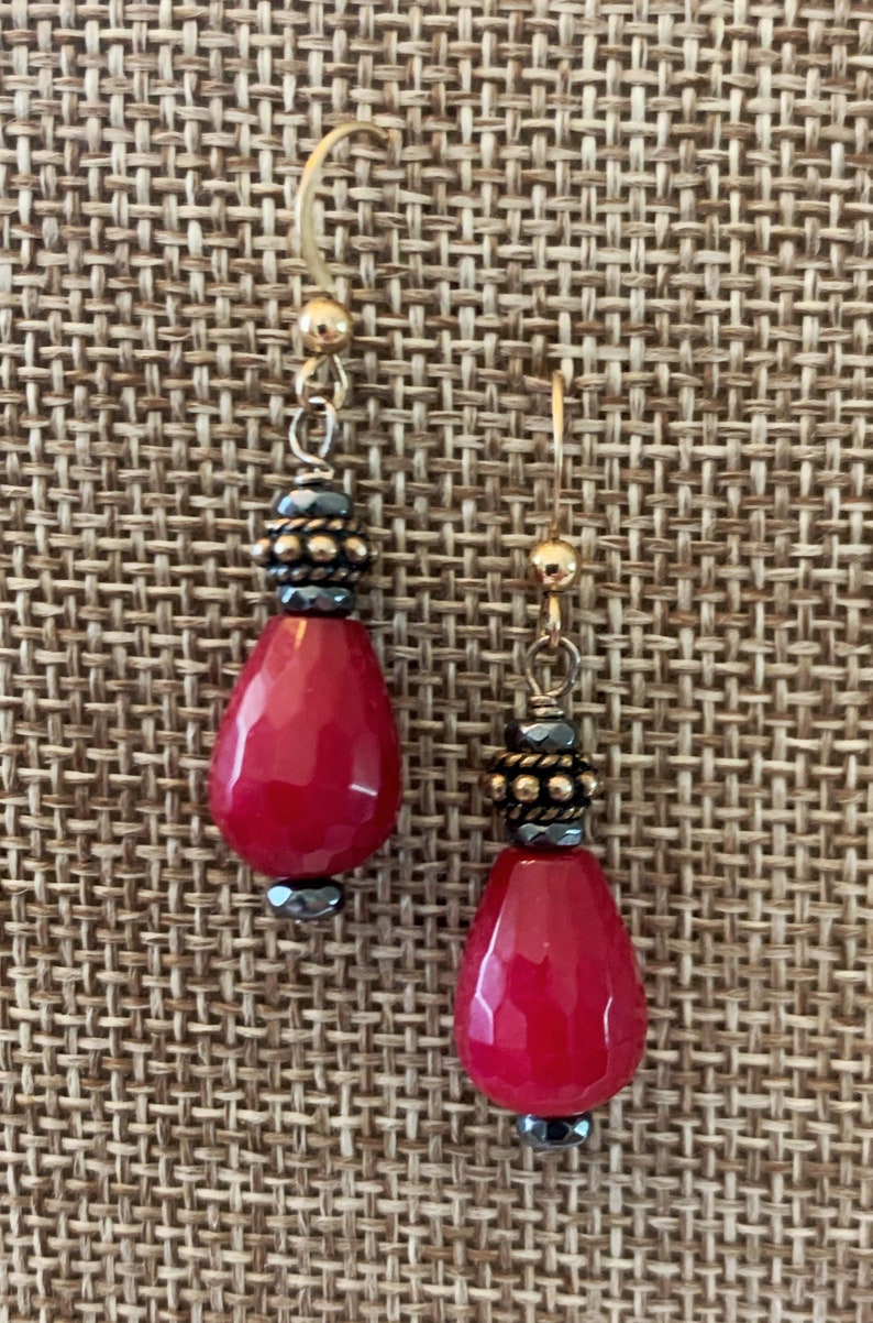 Ruby Red Drop Earrings