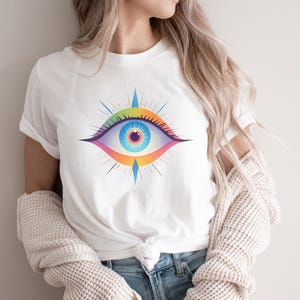 All Seeing Eye T-Shirt, Colorful Eye Shirt, Mystical Eye Tee, Third Eye T-Shirt, Spiritual T-Shirt, Geometric Design T-Shirt