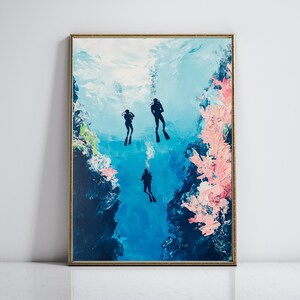Scuba Diver Ocean Print: Coral Reef Wall Art (Digital Download)