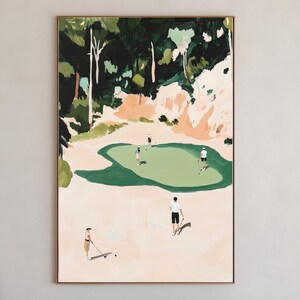 印刷可能な小さなゴルファーの壁アートミニマリストゴルフプリント抽象的なスポーツポスターヴィンテージグリーン装飾デジタルダウンロードゴルファーへのギフト