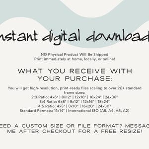 Instant digital download text panel with a small watercolor sample and details, sage green printable wall art, sage green digital download