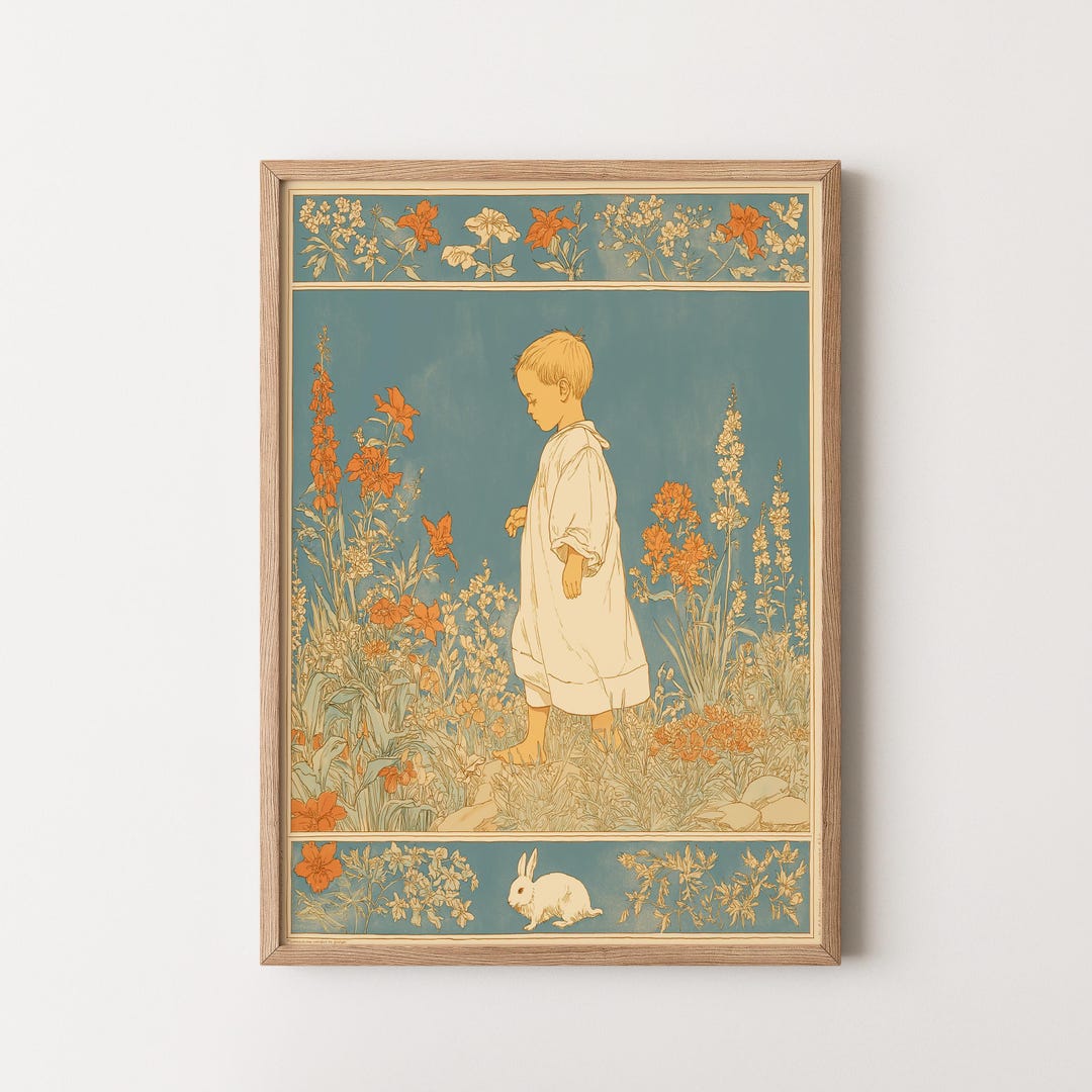 Peter Rabbit Nursery Decor Vintage Beatrix Potter Print Neutral ...