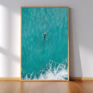 Ocean Surf Print Vintage Minimalist Beach House Decor Coastal California Ocean Waves Aesthetic Beach Poster Fine Art Surfer Photography Gift