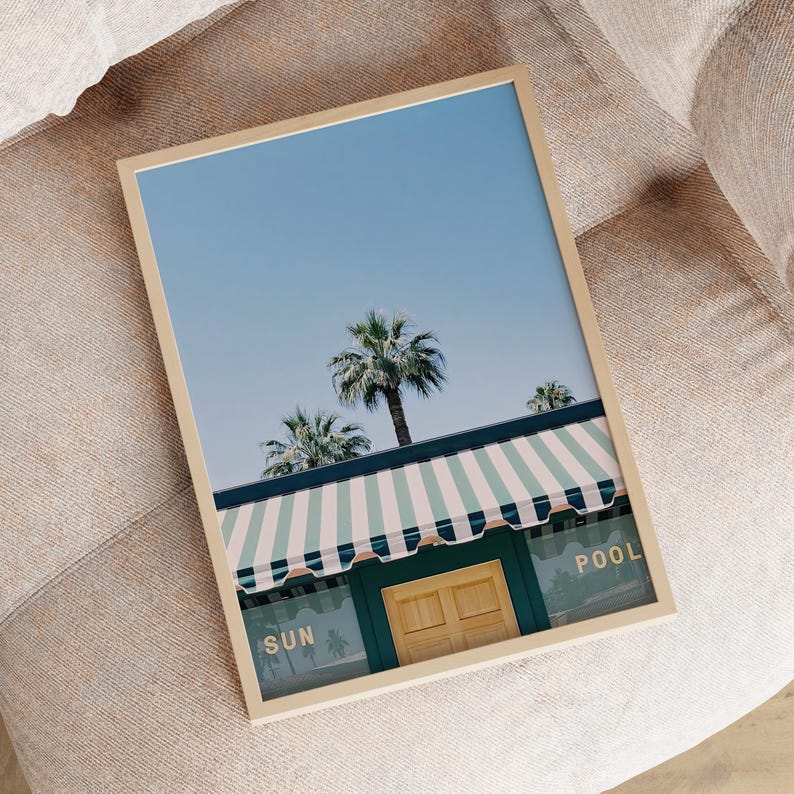 Retro Poolside Print, Palm Springs Aesthetic Poster Cabana Wall Decor (Digital Download) image 8