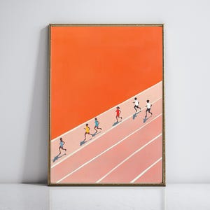 Running Track Wall Art Tiny People Sports Print Modern Minimalist Decor Digital Download