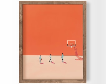 Minimalist People Basketball Poster Tiny Players Art Sports Artwork (Digital Download)