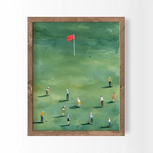 Tiny Golfer Artwork, Playful Sports Art, Golf Gifts for Men (Digital Download) image 1