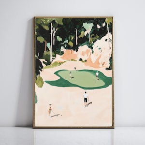 Golf Course Aerial Print: Minimalist Golfer Art (Digital Download)