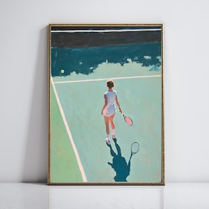 Female Tennis Player Poster Tennis Sports Girlfriend Gift Preppy Room Decor Digital Download Athletic Decor Girly Sports Printable Wall Art