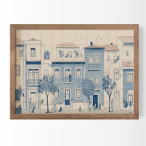 Tiny People Lisbon Tile Art Print