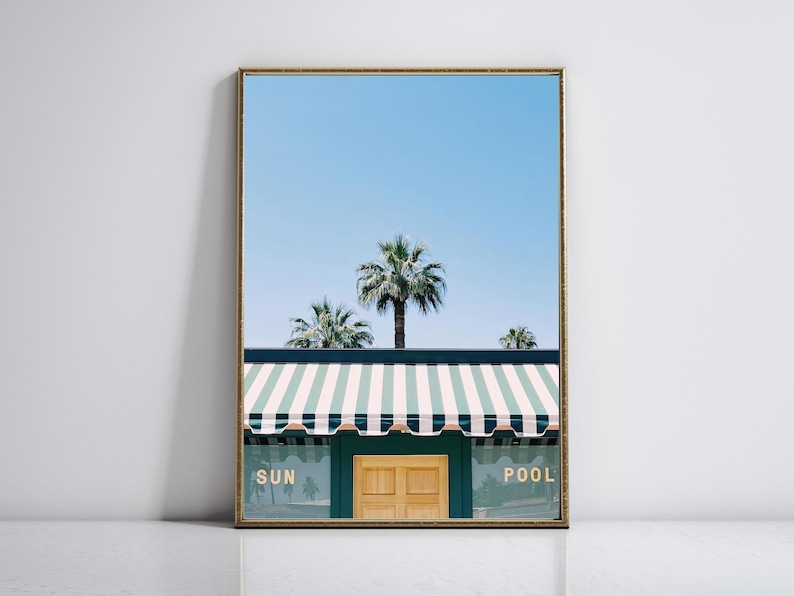 Retro Poolside Print, Palm Springs Aesthetic Poster Cabana Wall Decor (Digital Download) image 5