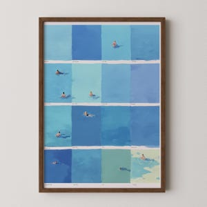 Summer Swimmers Art Print Minimalist Pool Poster, Quirky Tiny People Wall Decor (Digital Download) image 8