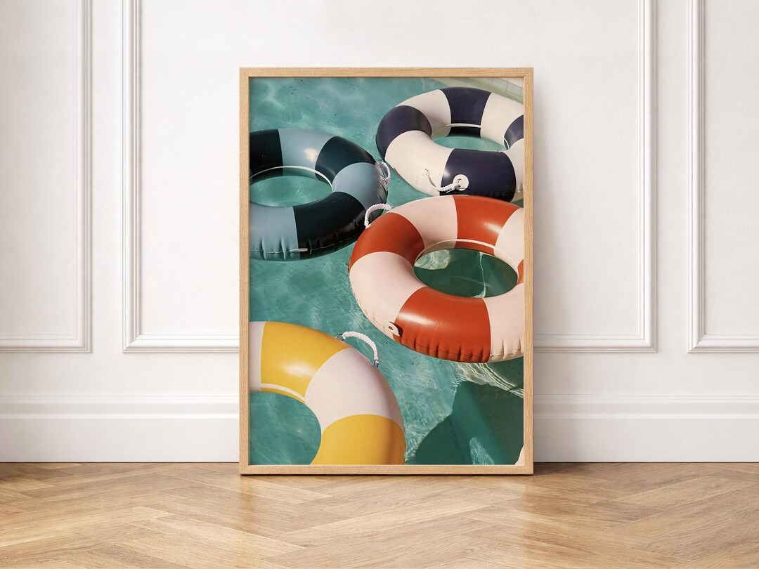 70s Aesthetic Swimming Pool Floats Poster, Retro Summer Wall Art, Pool ...