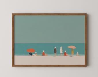 Lake Swimming Print: Minimalist Coastal Summer Wall Art (Digital Download)