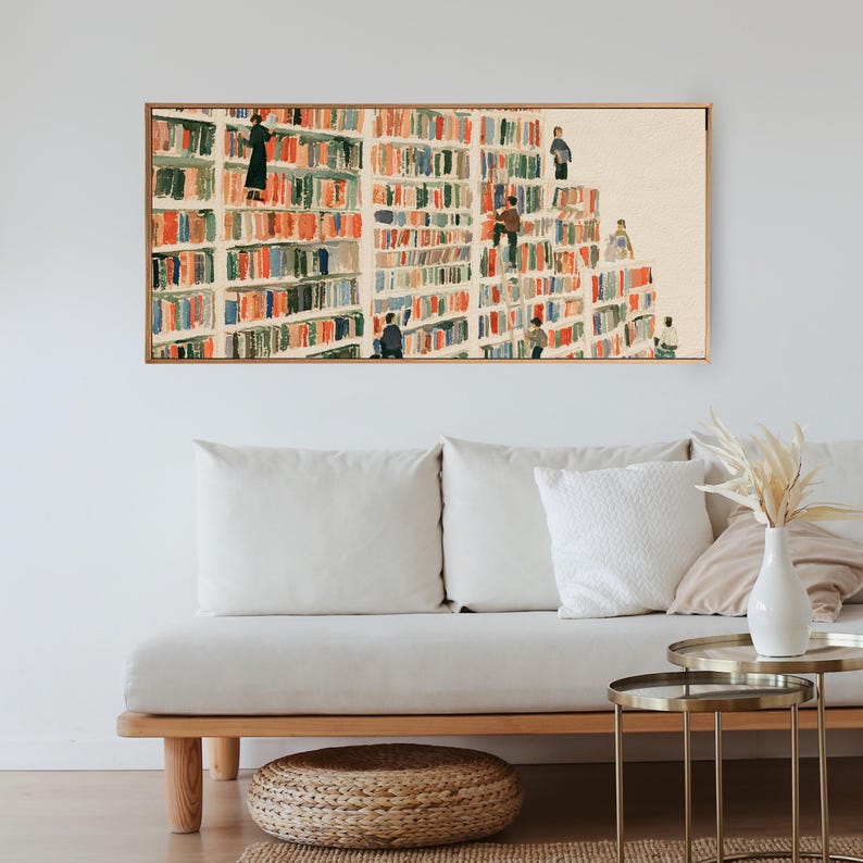 Whimsical Bookshelf Wall Art, Light Academia Print, Graduation Gift ...