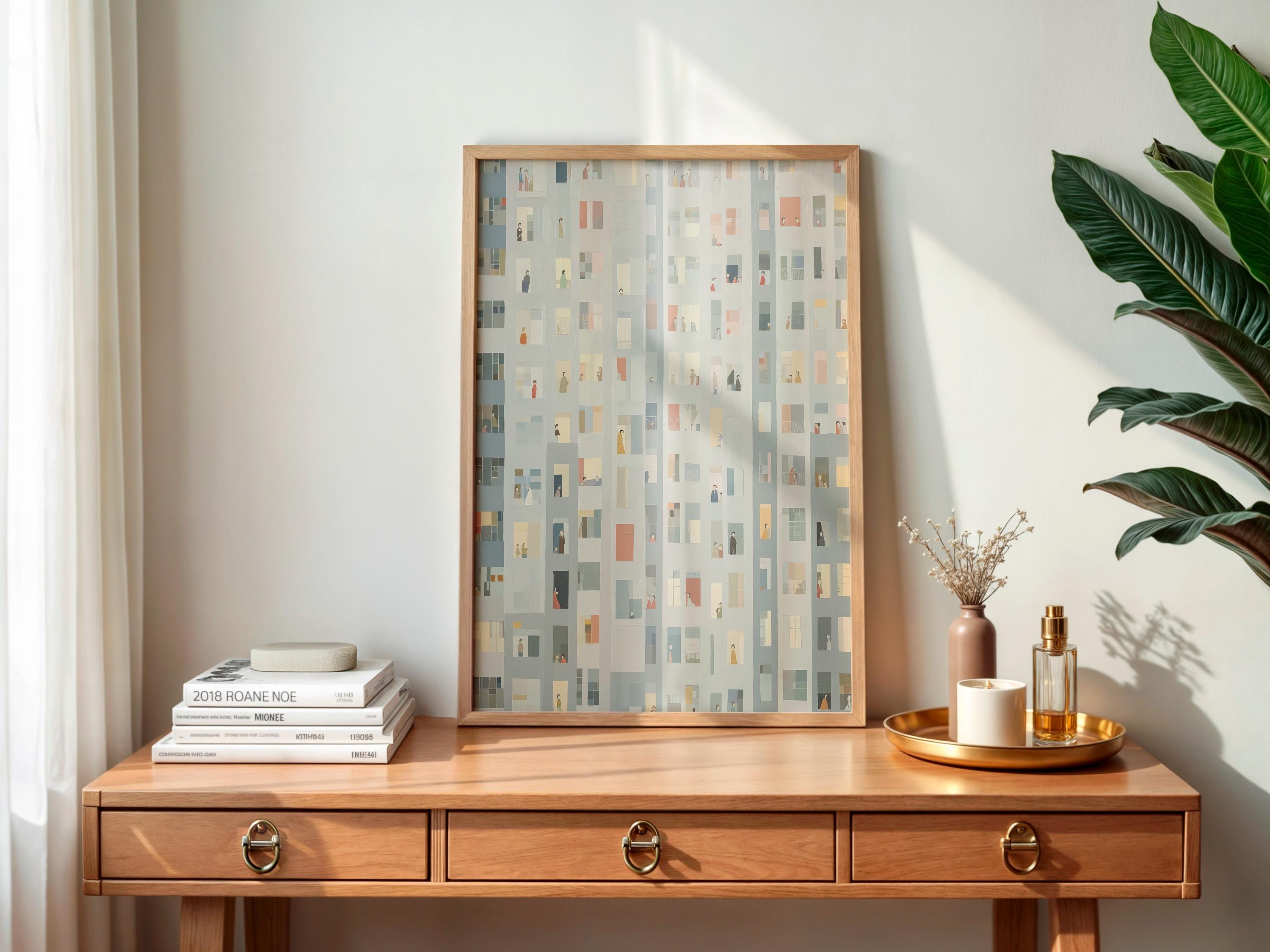 Picture Idea: Tiny People Wall Art City Apartment Decor Mid Century Modern