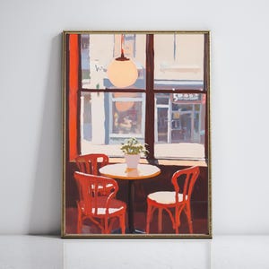 ヴィンテージパリのカフェ絵画、フランスのビストロアート、パリの街並みを描いたニュートラルなバーカートの装飾、ヨーロッパ旅行のプリント、コーヒー愛好家へのギフト装飾