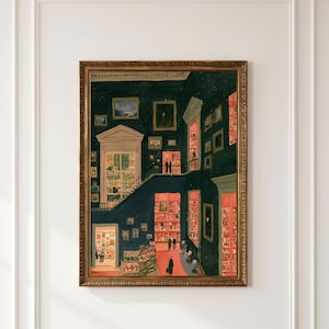 Nattkonstgalleritryck, stämningsfull museumsväggkonst (digital nedladdning)