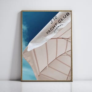 Póster de club náutico, arte mural de los años 70, póster de Vogue, revista, dinero antiguo, estética, póster de verano, impresión retro, paraguas preppy, descarga digital, impresión