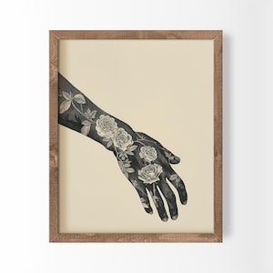 Poster monocromatico con flash art vintage per tatuaggi, decorazioni Dark Academia