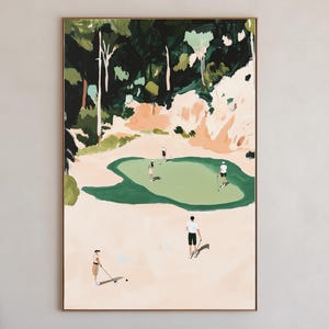 Wydrukuj Malutki Golfista Ścienna Sztuka Minimalistyczny Golfowy Wydruk Abstrakcyjny Sportowy Plakat Vintage Zielony Wystrój Cyfrowe Pobieranie Prezent dla Golfistów