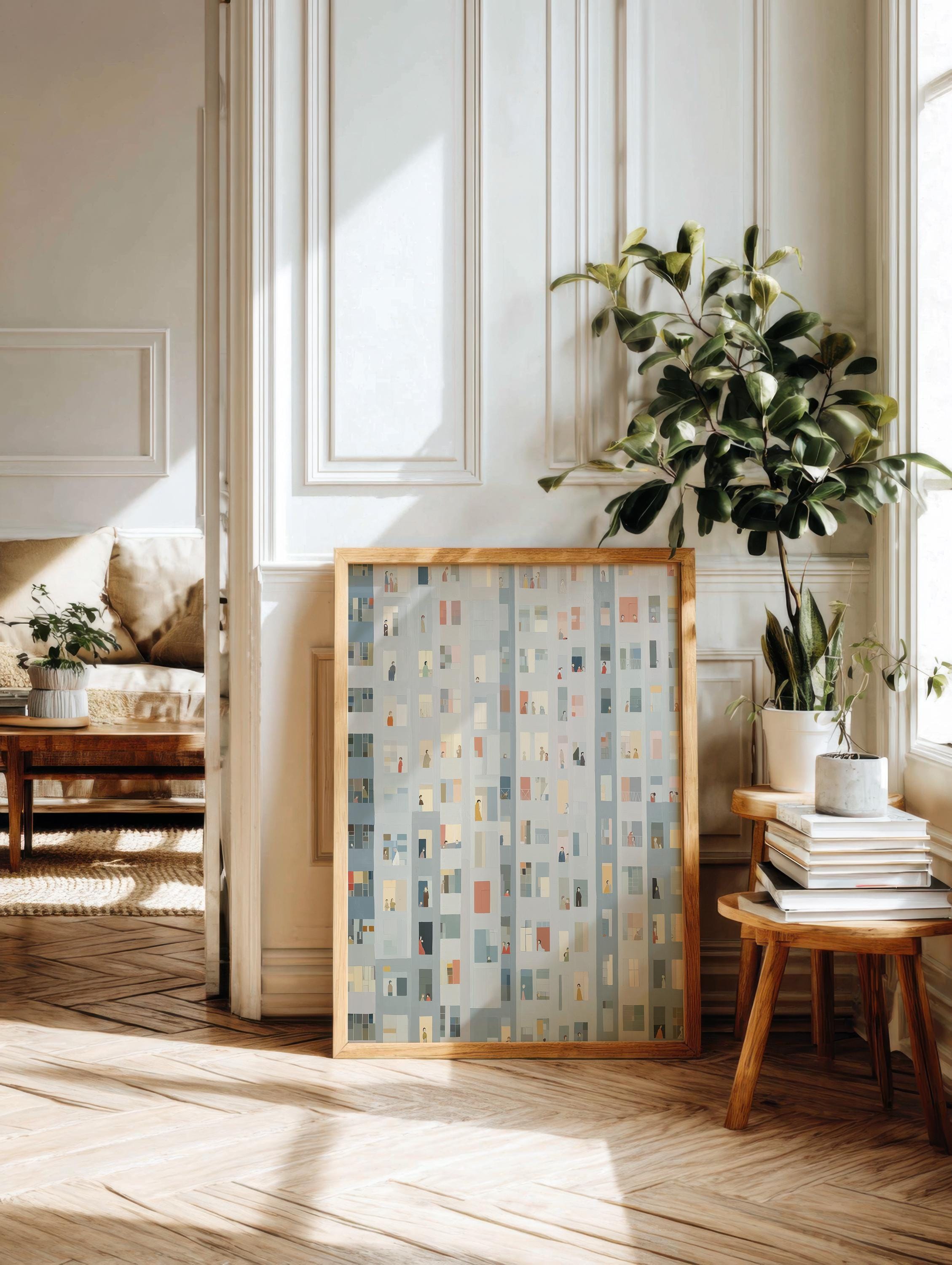 Curated visual reference: City Apartment Decorating Ideas With Art Reference: Tiny People Wall Art City Apartment Decor Mid Century Modern