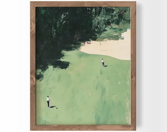 Tiny Golfers Minimal Golf Art Abstract Course Print Modern Sports Decor (Digital Download)