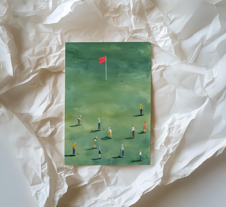 Tiny Golfer Artwork, Playful Sports Art, Golf Gifts for Men (Digital Download) image 4