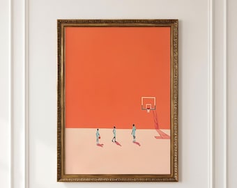 Minimalist Basketball Wall Art, Bauhaus Poster Sports Room Decor (Digital Download)