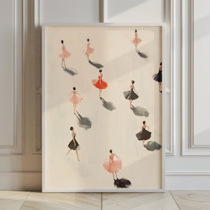 Winzige Ballerinas als Kunstdruck: Minimalistisches Ballett Kinderzimmer Dekor (Digitaler Download)