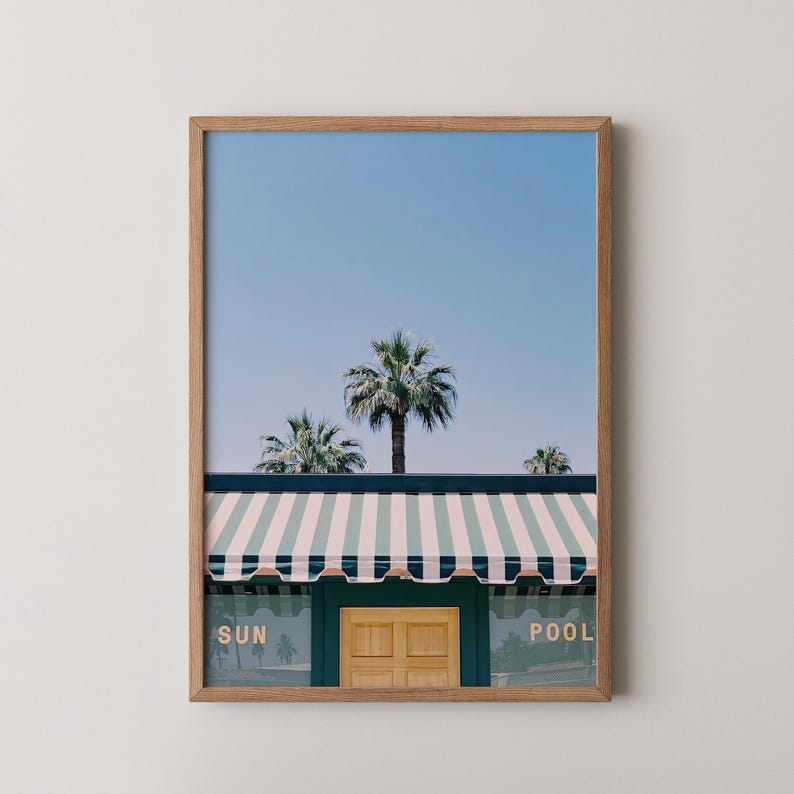 Retro Poolside Print, Palm Springs Aesthetic Poster Cabana Wall Decor (Digital Download) image 10