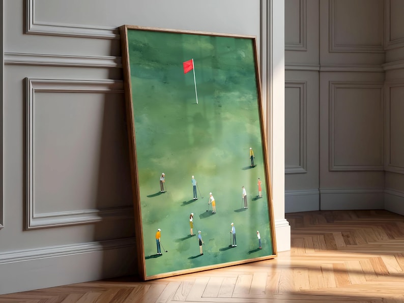 Tiny Golfer Artwork, Playful Sports Art, Golf Gifts for Men (Digital Download) image 8