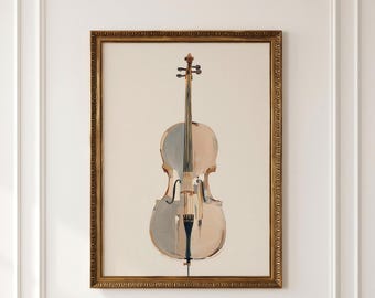 Cello Wall Art, Watercolor Violoncello Print, Digital Download