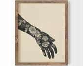 Vintage Tattoo Flash Art Monochrome Poster Dark Academia Decor