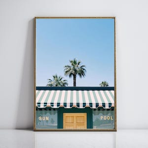 Palm Springs Print Poolside Cabana Photos Aesthetic Poster Swimming Pool Wall Art Summer Picture Mid Century Modern Digital Download