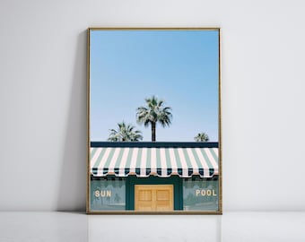 Palm Springs Print Poolside Cabana Photos Aesthetic Poster Swimming Pool Wall Art Summer Picture Mid Century Modern Digital Download